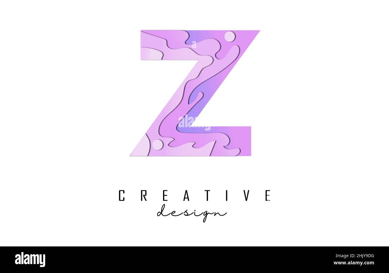 Letter Z Logo with pop art and paper cut effect. Geometric vector ...
