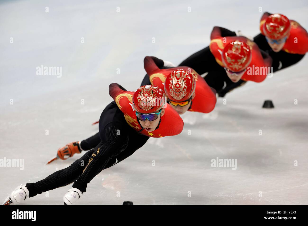 Beijing, China. 1st Feb, 2022. Athletes of China attend a training session at Capital Indoor Stadium in Beijing, China, Feb. 1, 2022. Credit: Ding Xu/Xinhua/Alamy Live News Stock Photo