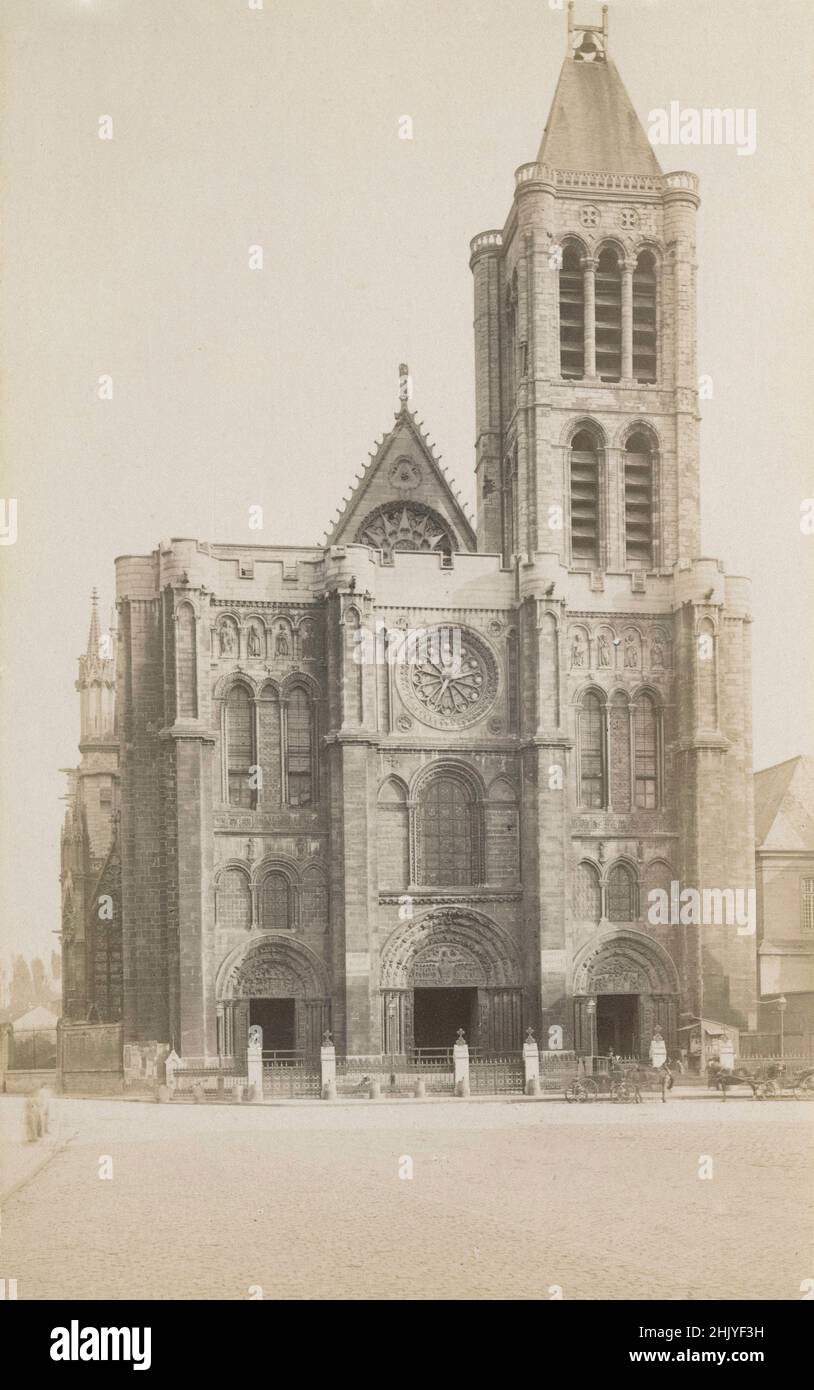 Antique circa 1890 photograph of the Basilica of Saint-Denis in Saint-Denis, Paris, France. SOURCE: ORIGINAL ALBUMEN PHOTOGRAPH Stock Photo