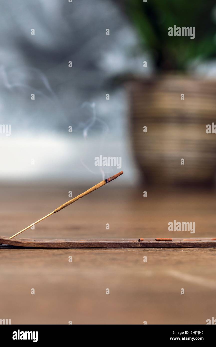 Concept of slowliving and mindfulness. Aromatic saldanwood