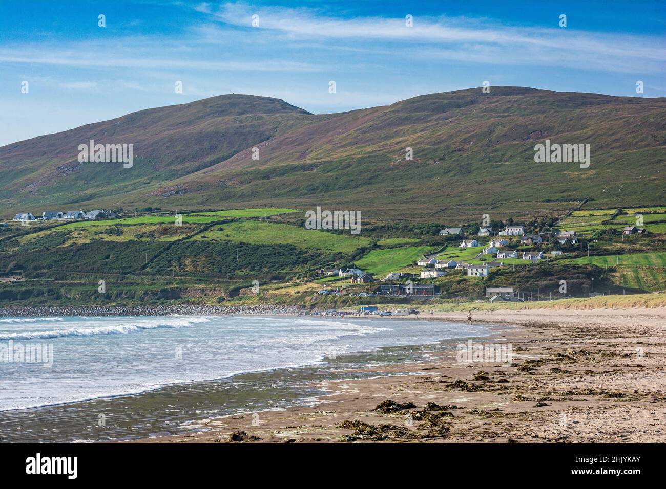 View of the beach and the village of Inch Beach in  Dingle Peninsula, Ireland Stock Photo