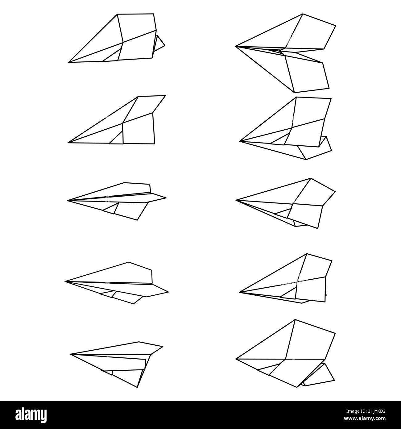 Set of vector illustrations of paper plane icons. Outline simple paper ...