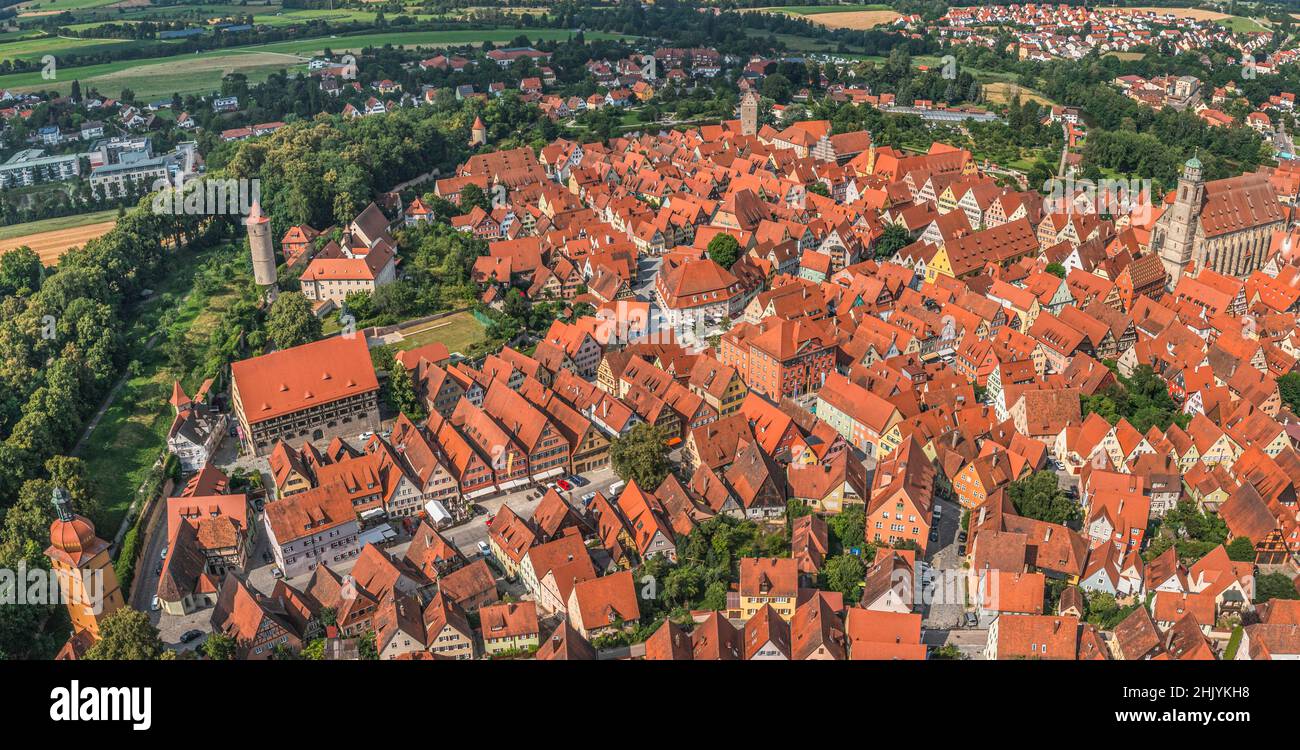 Dinkelsbühl - beautiful little town in Middle Franconia on Romantic Street Stock Photo