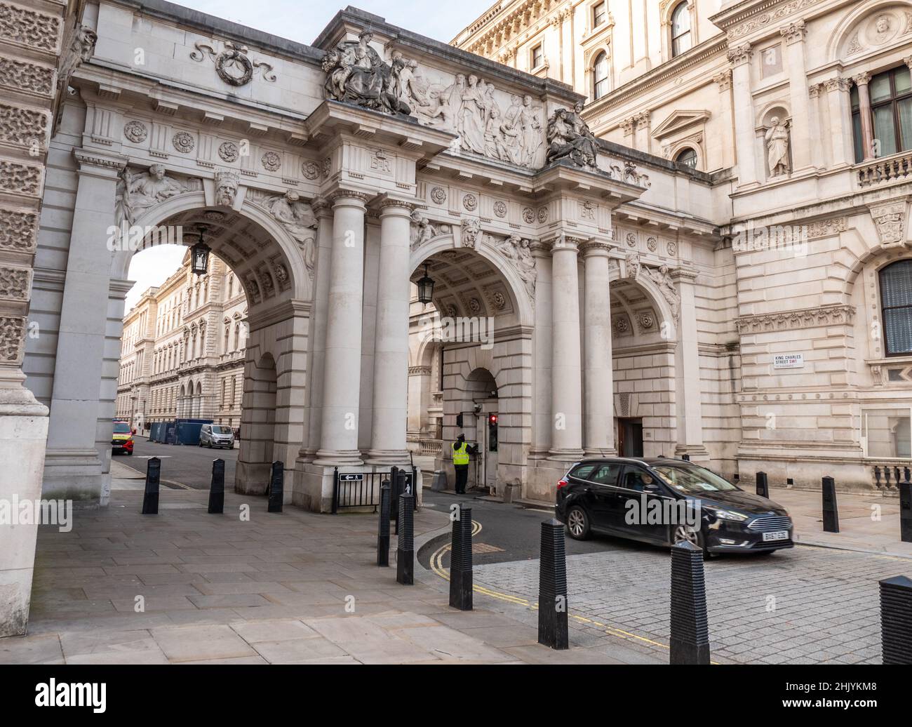 Whitehall, London. The classical architecture of UK government buildings in the UK capital's political district in Westminster. Stock Photo