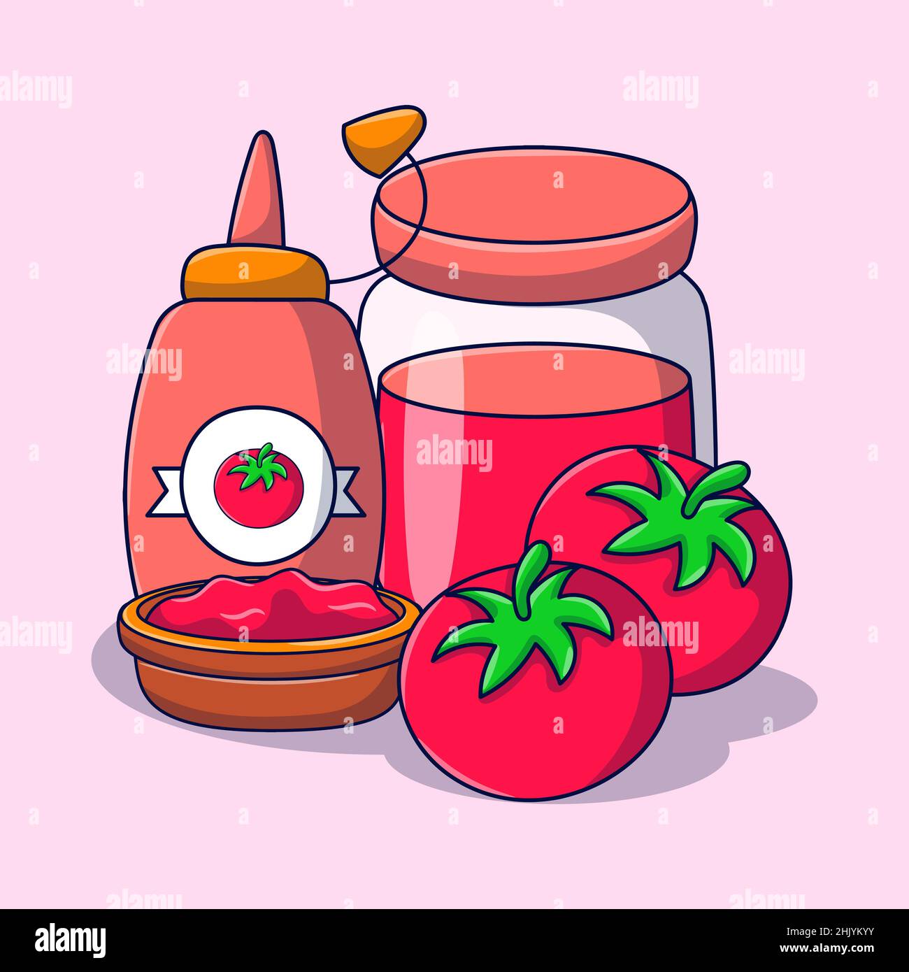 Tomato sauce element with colored hand drawn doodle illustration Stock Vector