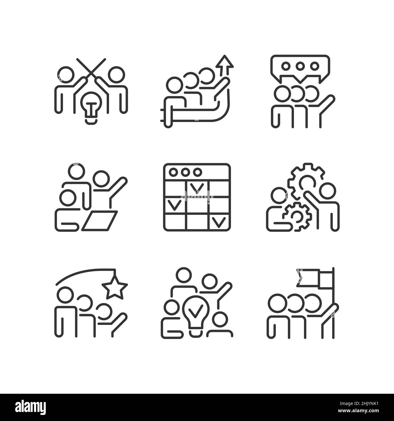 Collaboration pixel perfect linear icons set Stock Vector Image & Art ...