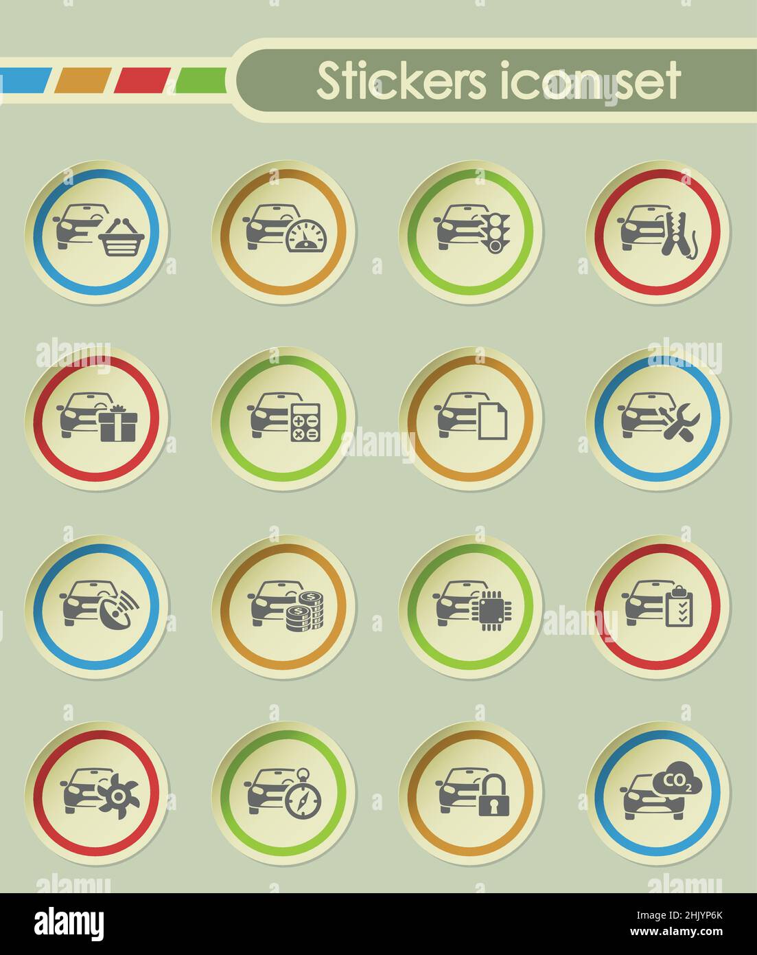 car service round sticker icons for your creative ideas Stock Vector ...