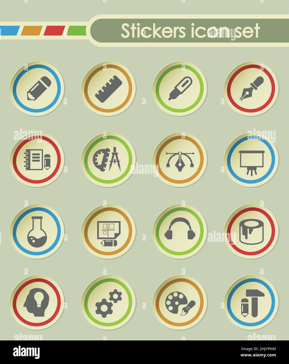 creative process round sticker icons for your creative ideas Stock ...