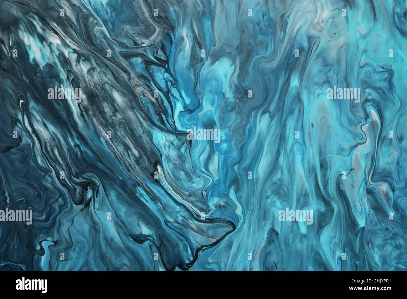 Fluid Art. Liquid blue and grey abstract paint drips and wave. Marble ...