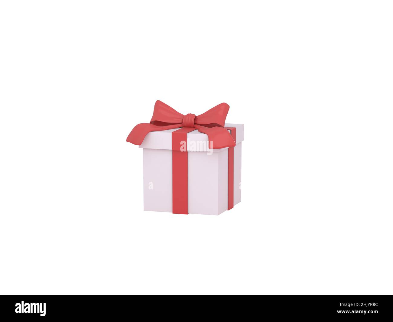 Box Gif With a red ribbon. Isolated. 3d Illustration. Isolated. Stock Photo