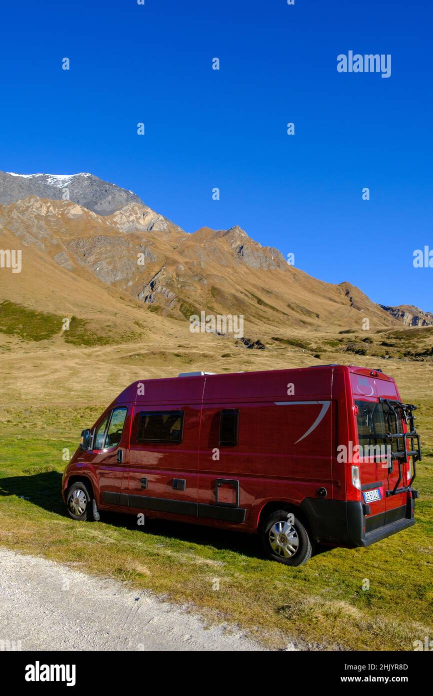 Free camping with a van Stock Photo