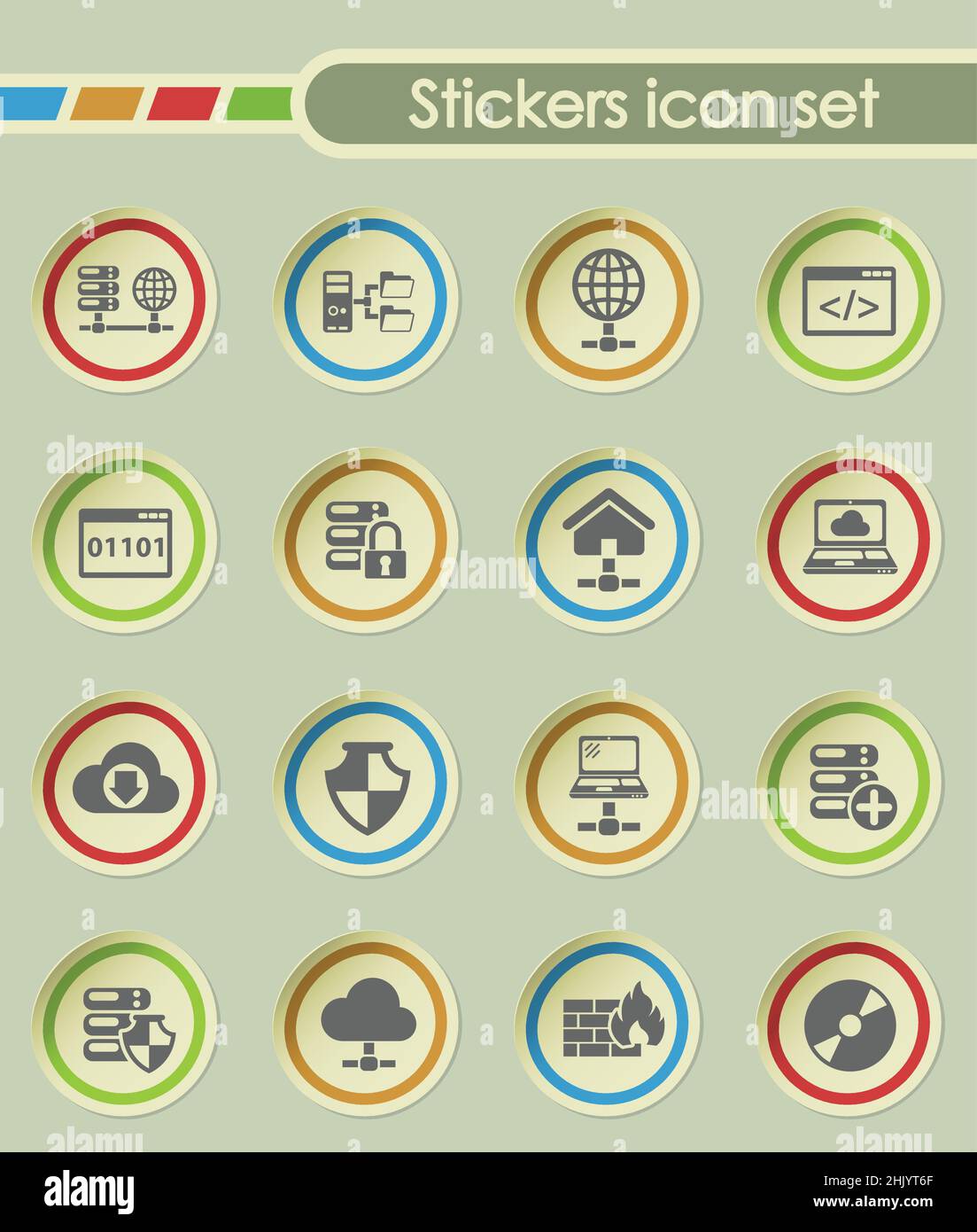 hosting provider round sticker icons for your creative ideas Stock ...