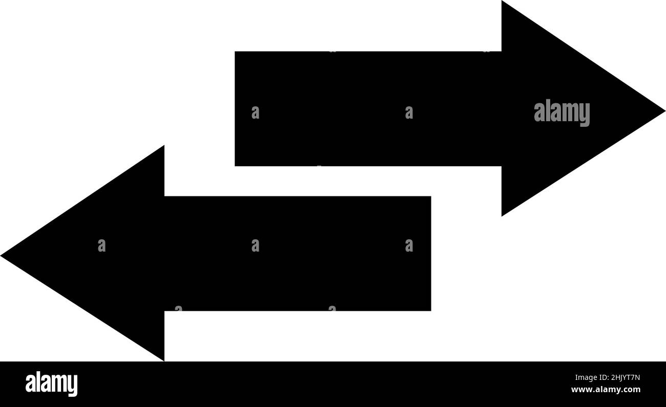 Vector illustration of black arrows, indicating the right and left directions Stock Vector