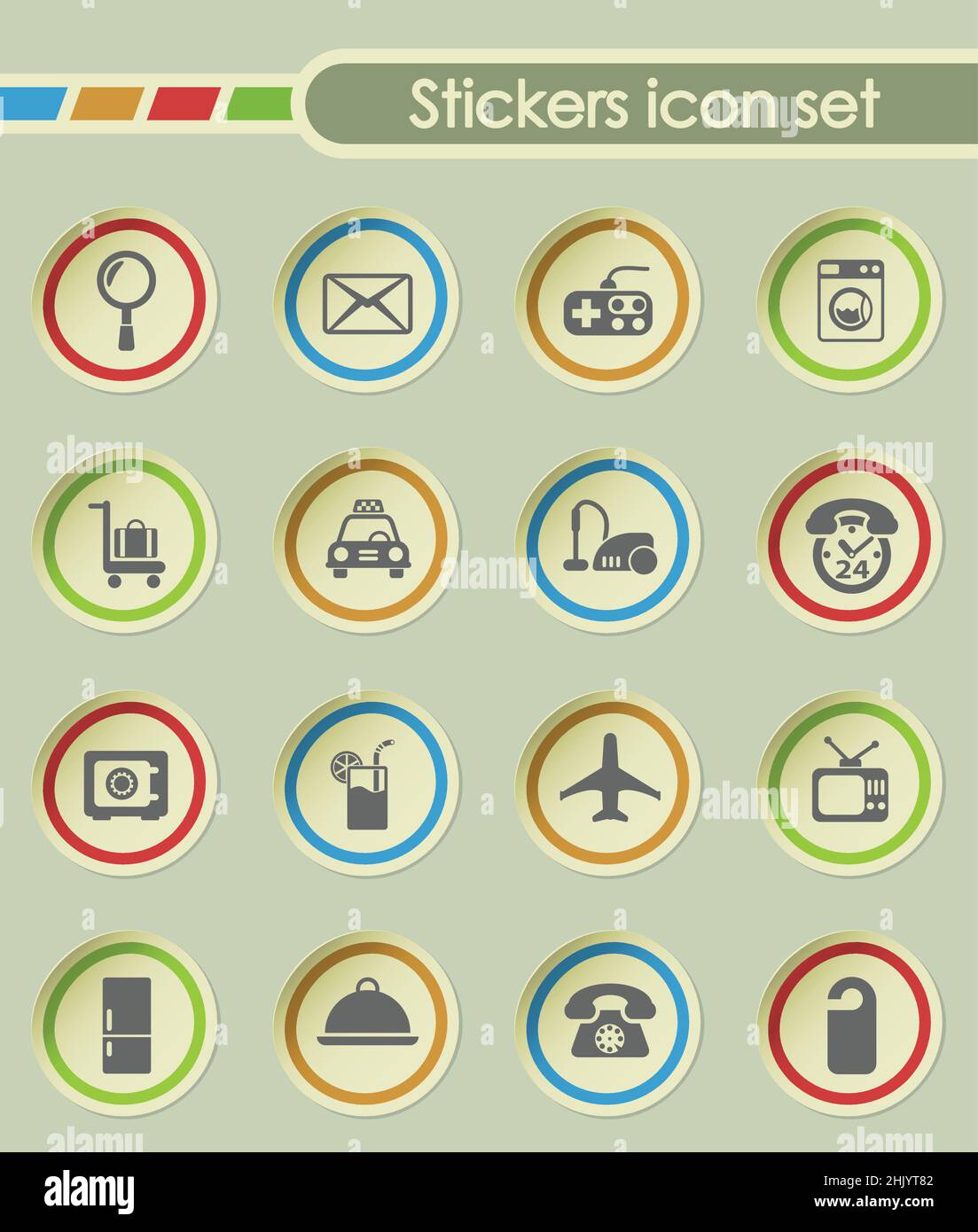hotel service round sticker icons for your creative ideas Stock Vector ...