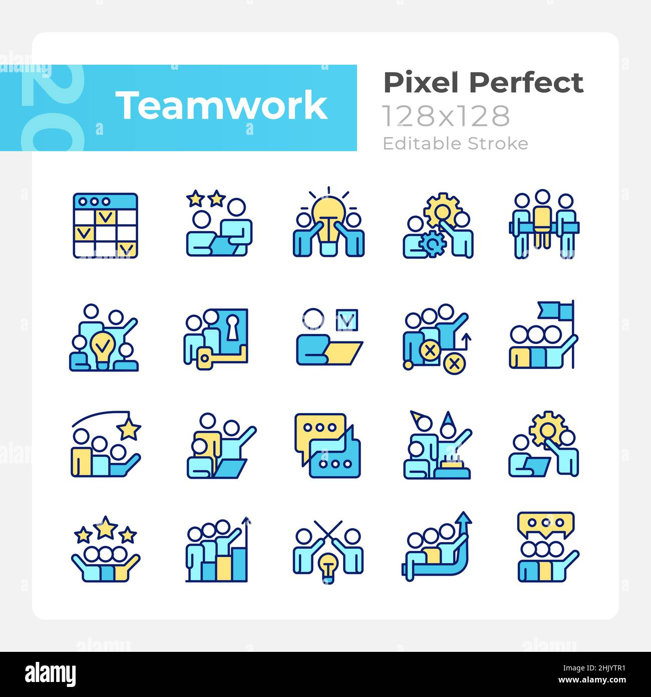 Teamwork pixel perfect RGB color icons set Stock Vector Image & Art - Alamy