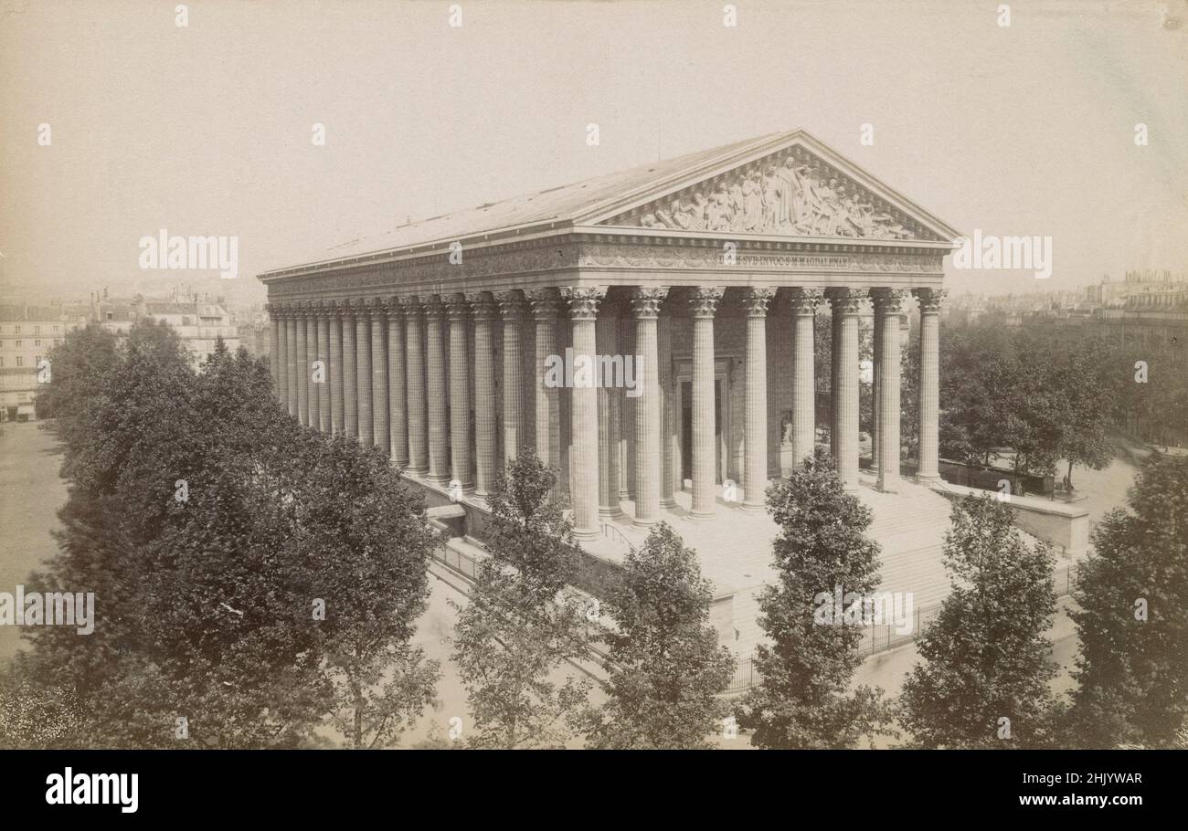 Antique circa 1890 photograph of the Madeleine Church in Paris, France. SOURCE: ORIGINAL ALBUMEN PHOTOGRAPH Stock Photo