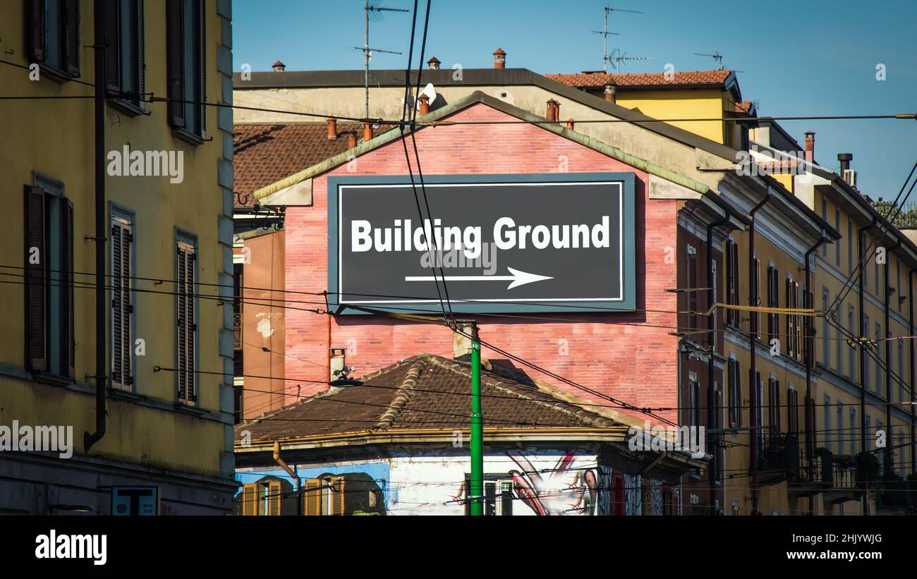 Street Sign the Direction Way to BUILDING GROUND Stock Photo - Alamy