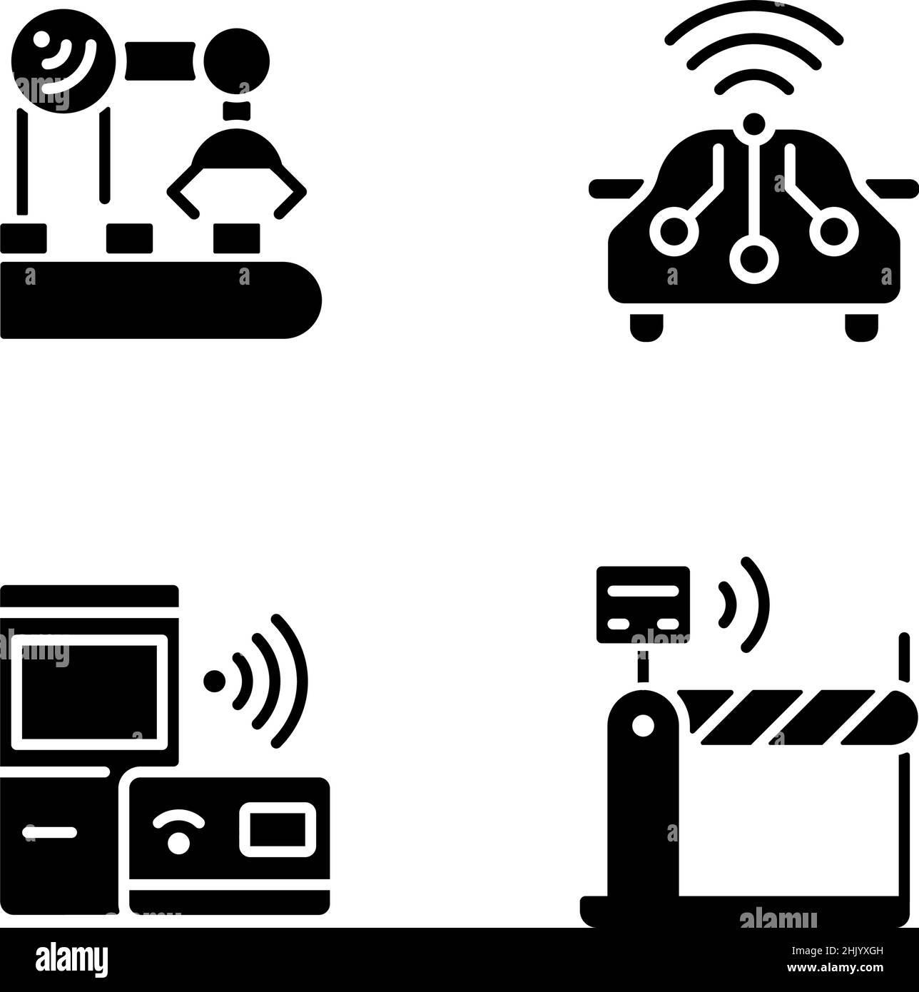 Wireless technologies black glyph icons set on white space Stock Vector ...