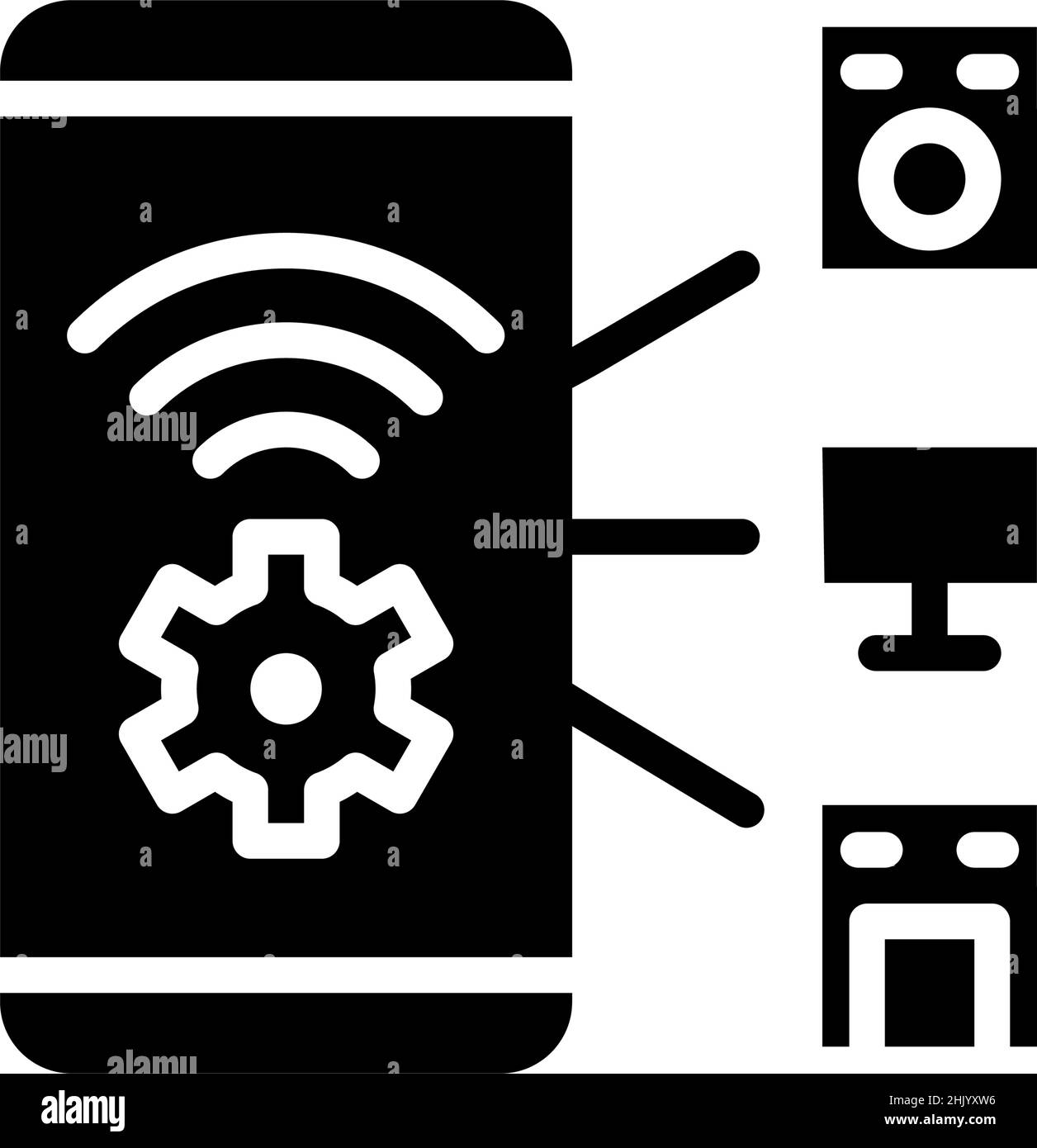 Smart appliances control black glyph icon Stock Vector
