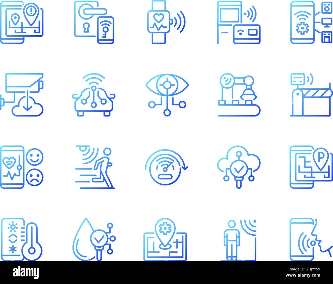 IoT gradient linear vector icons set Stock Vector