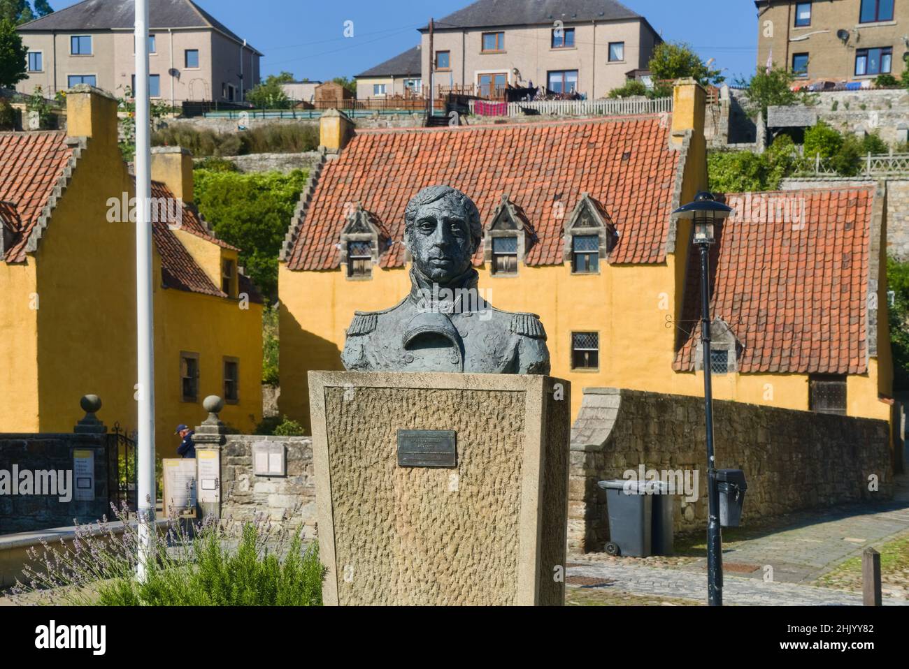 Culross village on Fife Coastal Path. Beside River Forth. Showing