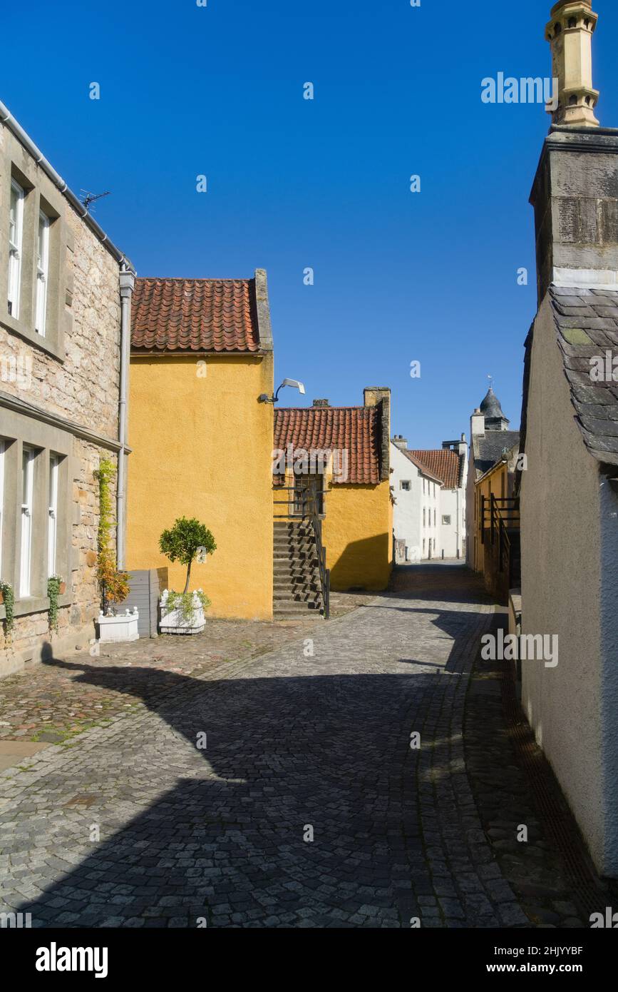 Ancient Culross village on Fife Coastal Path. Beside River Forth
