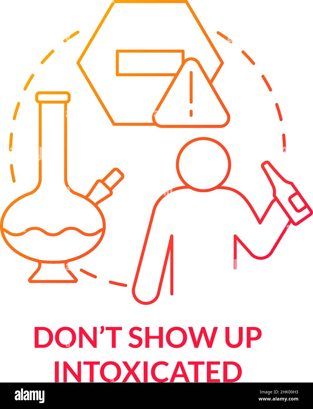 Dont show up intoxicated red gradient concept icon Stock Vector Image