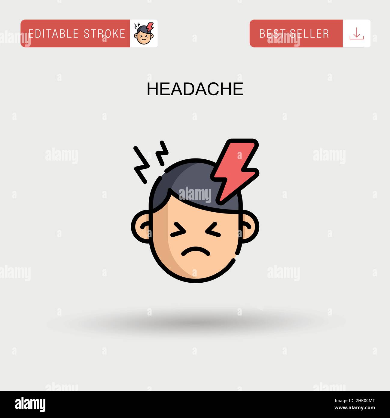 Headache Simple vector icon. Stock Vector