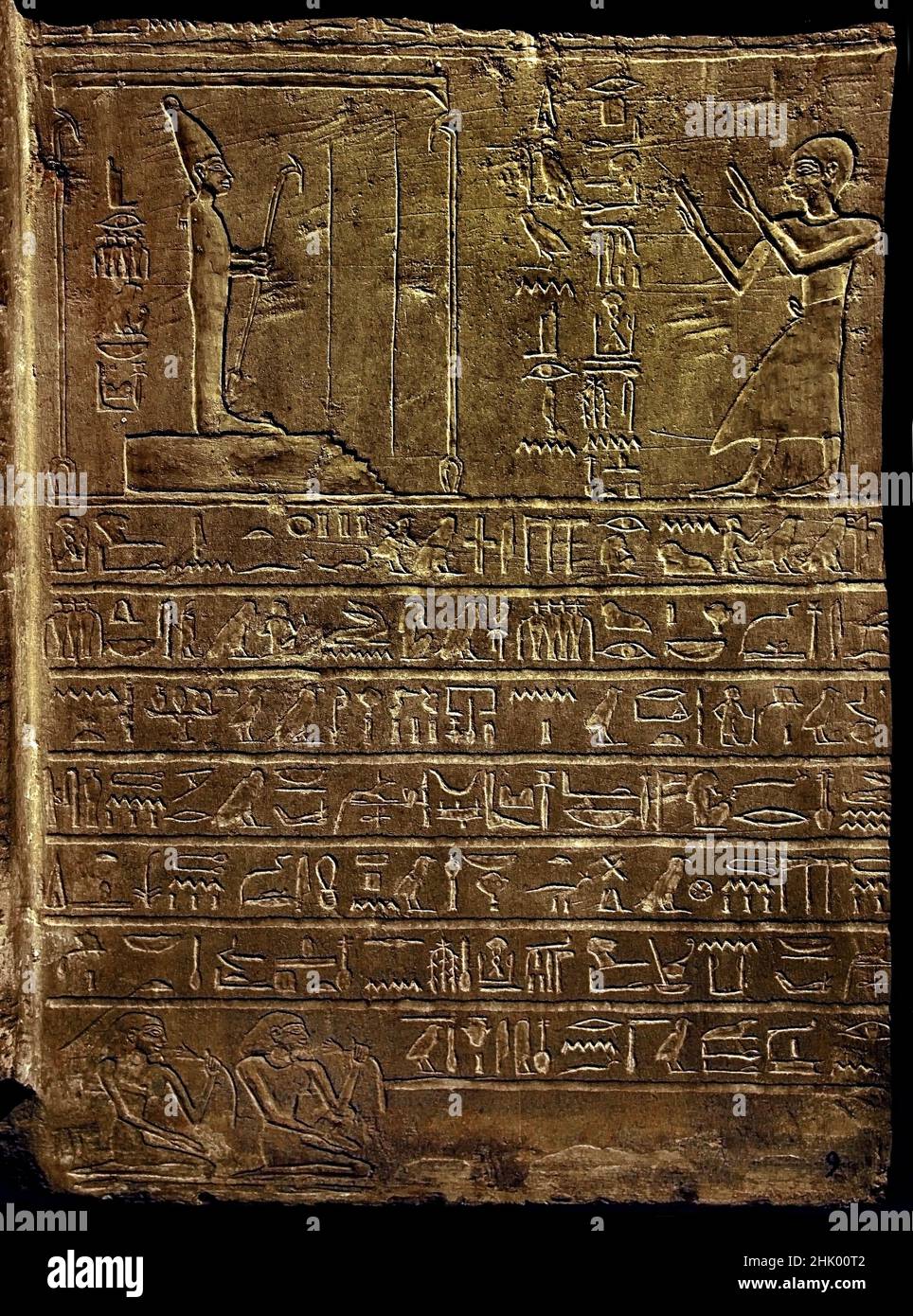 Stela of the provincial governor Wahka, son of Neferhotep, adoring the god Osiris, 1800–1750 BC, Middle Kingdom,   Twelfth-Thirteenth Dynasty, Stone / limestone. Egypt (Museo Egizio di Torino Italy) Stock Photo