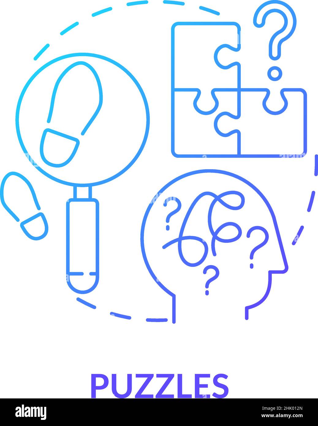 Puzzles blue gradient concept icon Stock Vector
