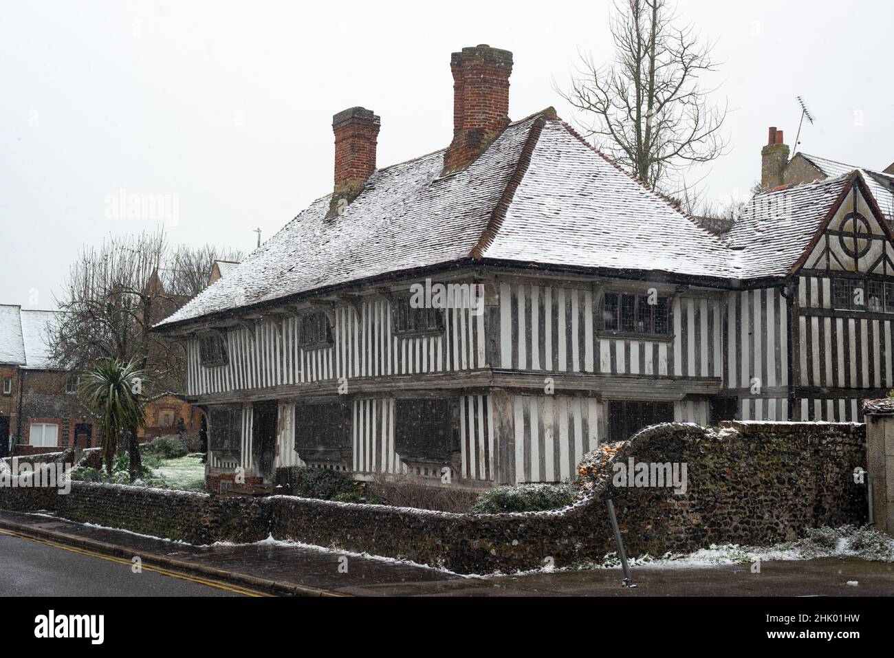The Tudor House in Margate in the snow, Margate, Kent, UK Stock Photo