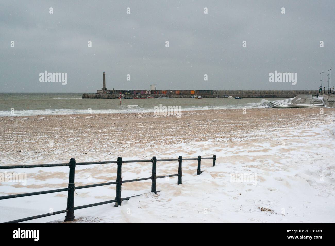 Margate Main Sands in the snow, Margate, Kent Stock Photo