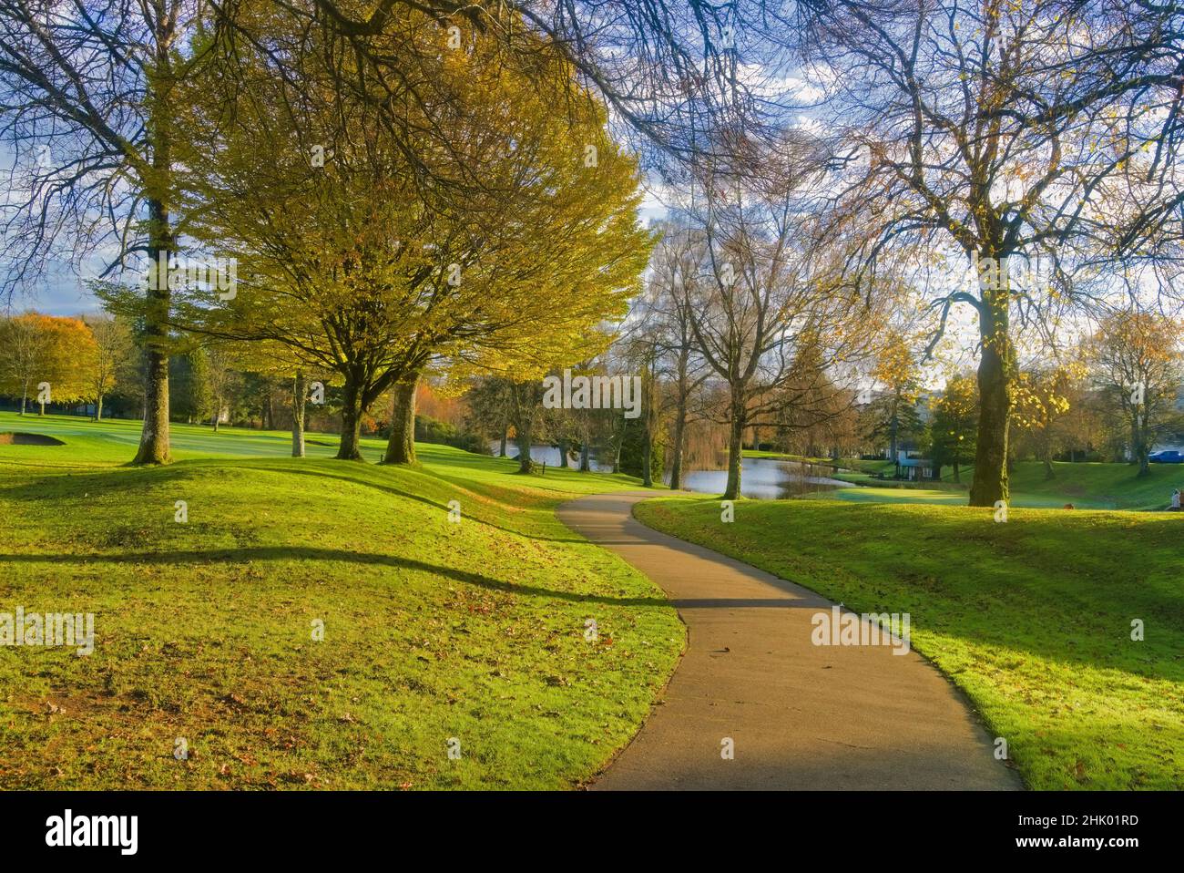 Gleneagles Hotel, Gardens, path to the lake, Auchterarder, Perthshire ...