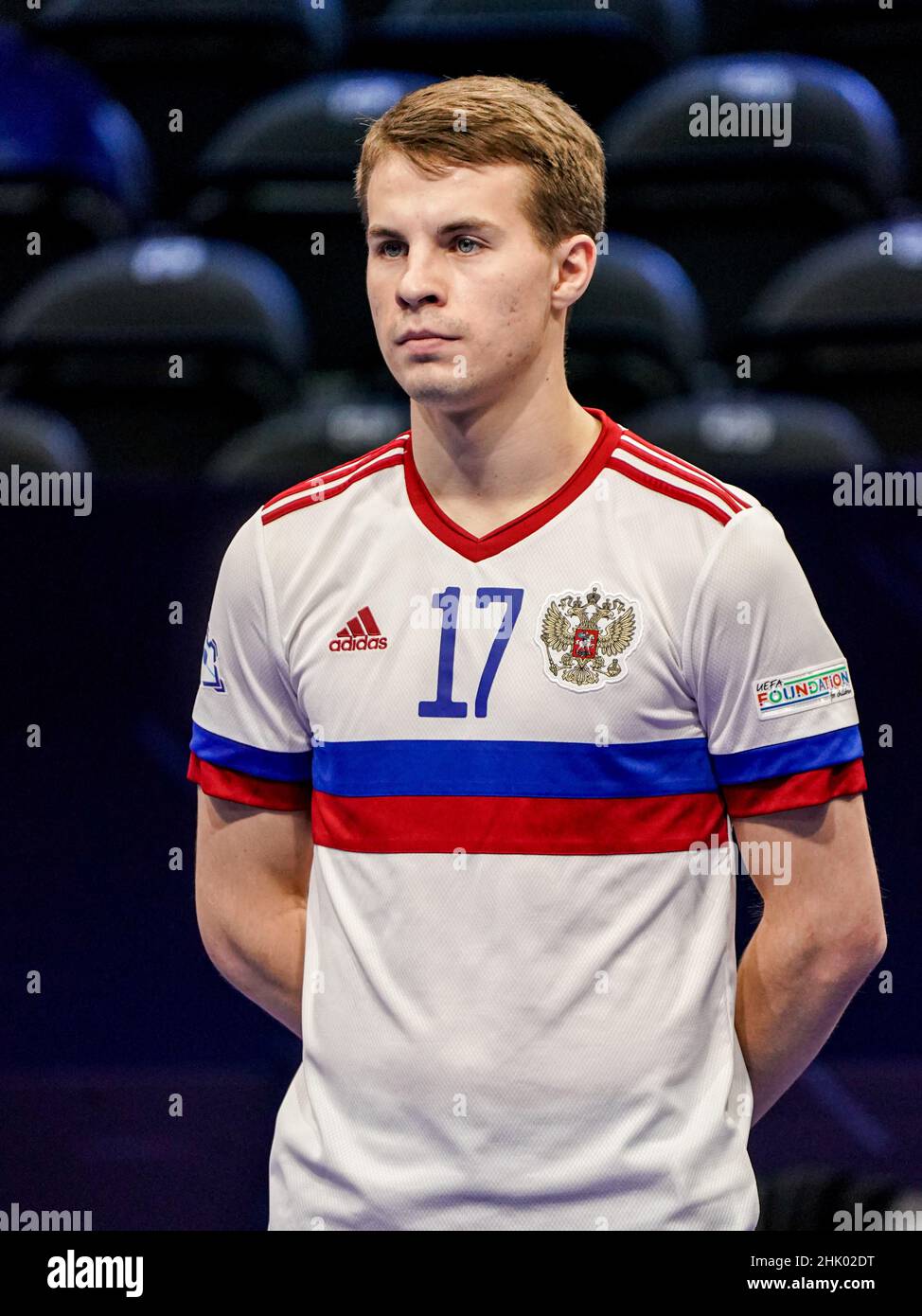 AMSTERDAM, NETHERLANDS - FEBRUARY 1: Anton Sokolov of Russia during the  Men's Futsal Euro 2022 Quarterfinals match between Russia and the Georgia  at the Ziggo Dome on February 1, 2022 in Amsterdam,