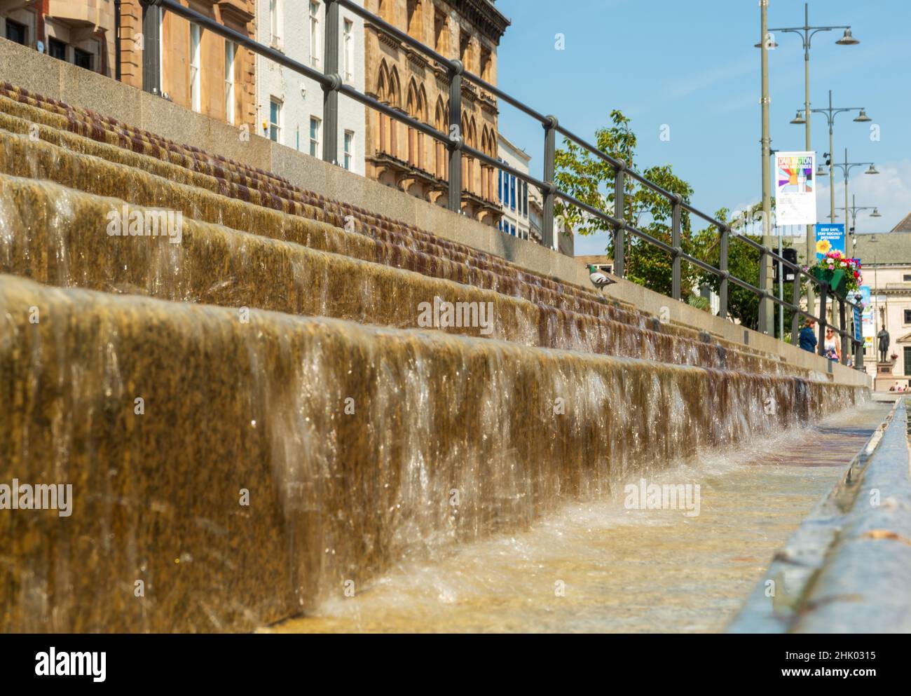 The steeped water cascade in the town centre of Darlington, County Durham Stock Photo