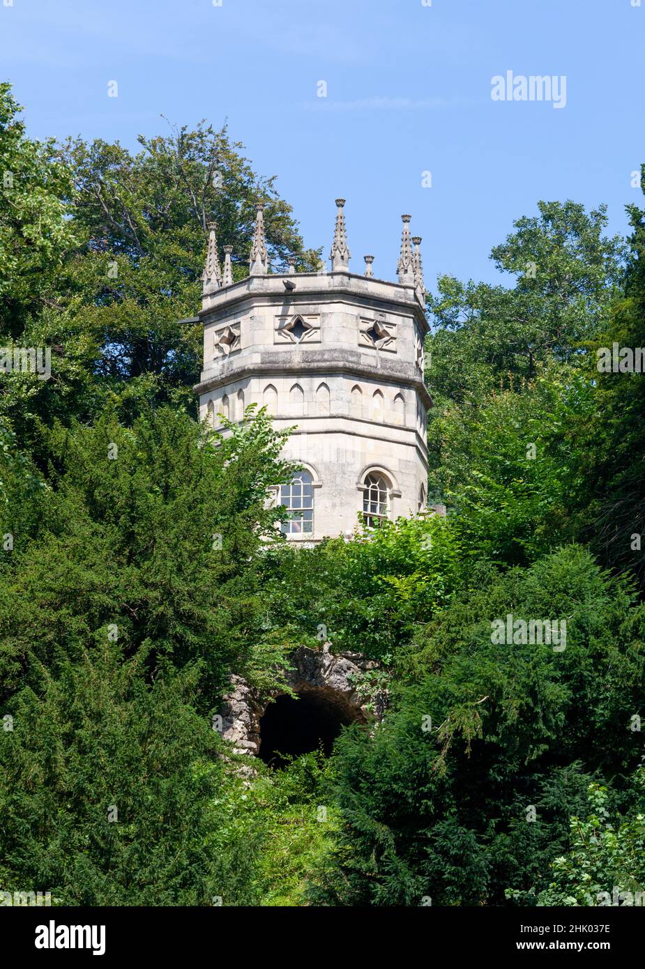 Summer view of the Octagon Tower, a garden building at Studley Royal near Ripon Stock Photo