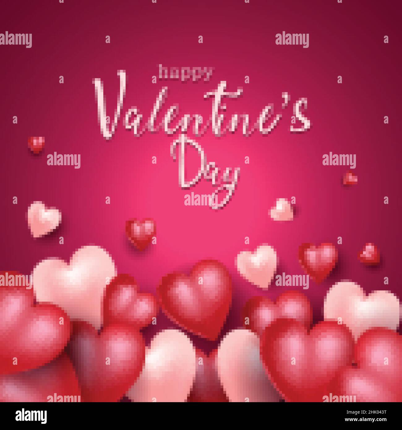 happy Valentine's Day Poster or banner with many hearts. vector ...