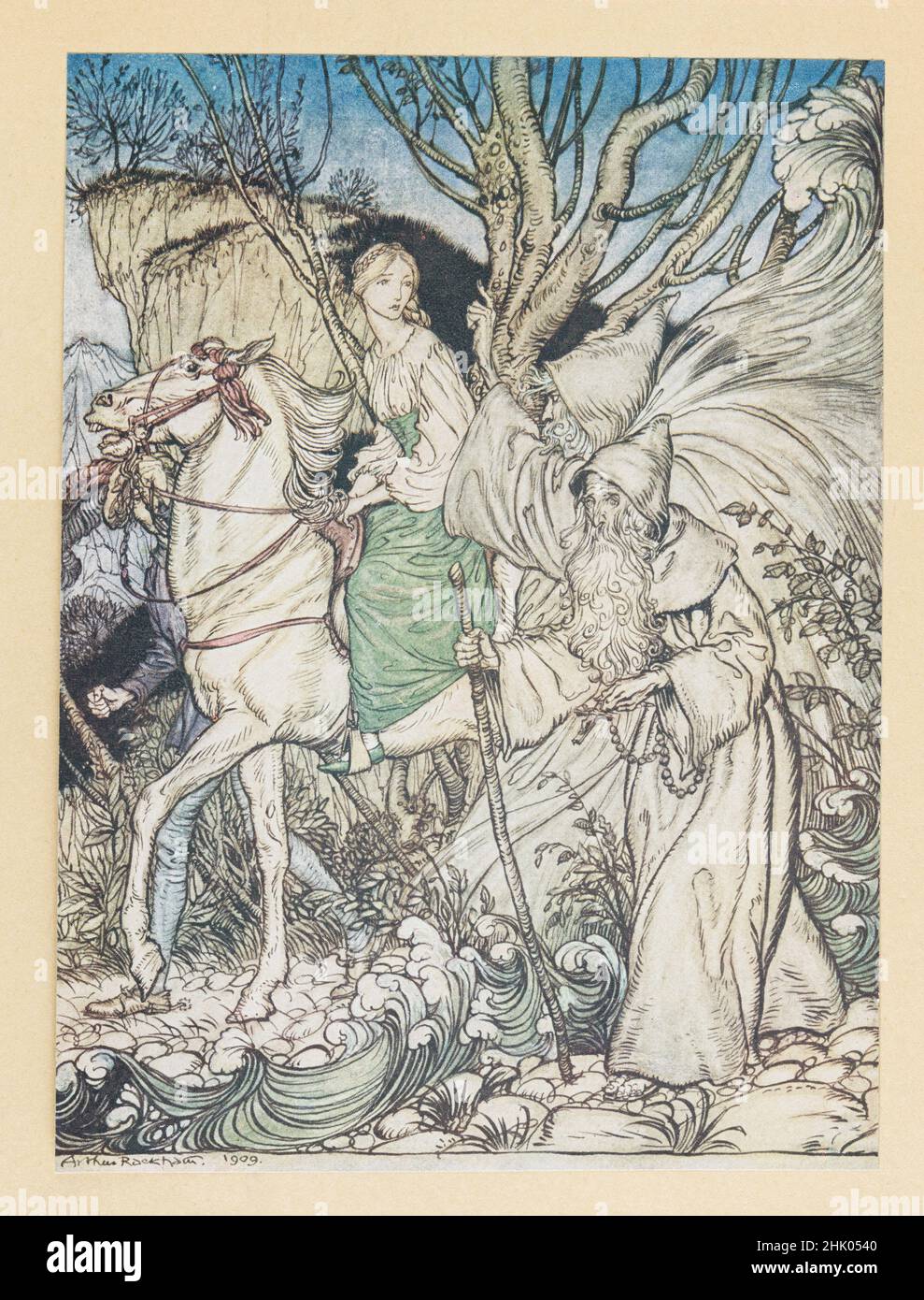 Illustration by Arthur Rackham for the 1920 edition of the Friedrich De La Motte Fouque  fairy tale Undine Stock Photo