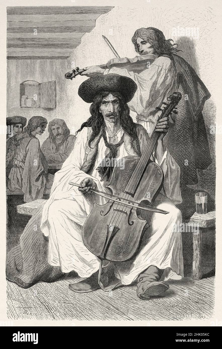Gypsy musican playing traditional music songs, Hungary, Europe. Old