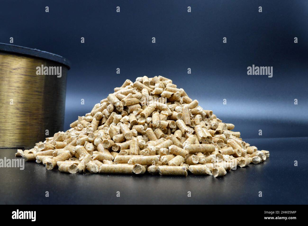 Wood pellets. Perfect heating system, to be placed in a home fireplace or stove. Stock Photo