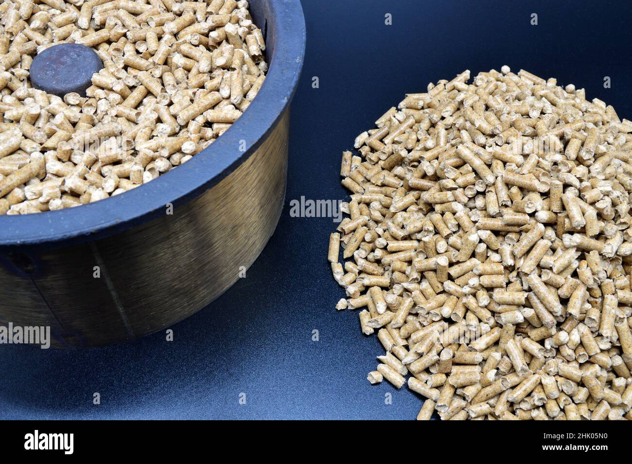 Pellet burner. Perfect heating system, to be placed in a home fireplace or stove Stock Photo Alamy
