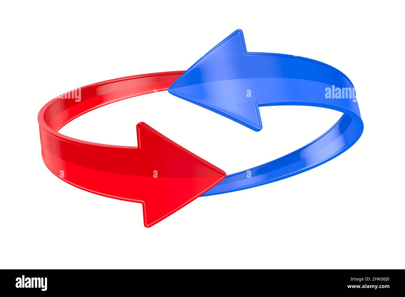 red and blue arrows on white background. Isolated 3D illustration Stock Photo