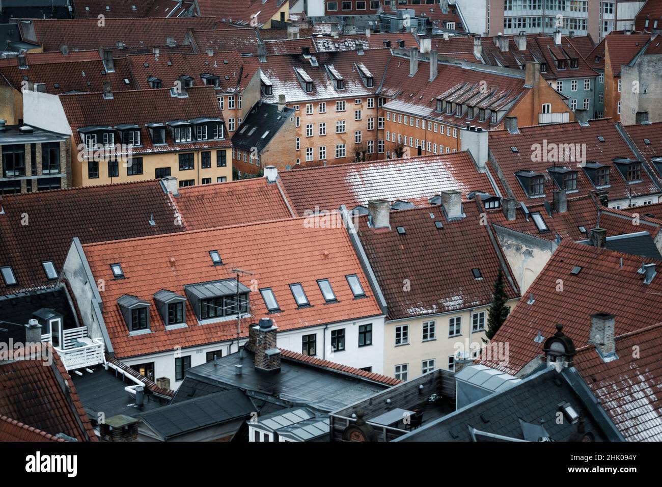 Centrum region of Copenhagen, Denmark seen from the top of the Round Tower. Stock Photo