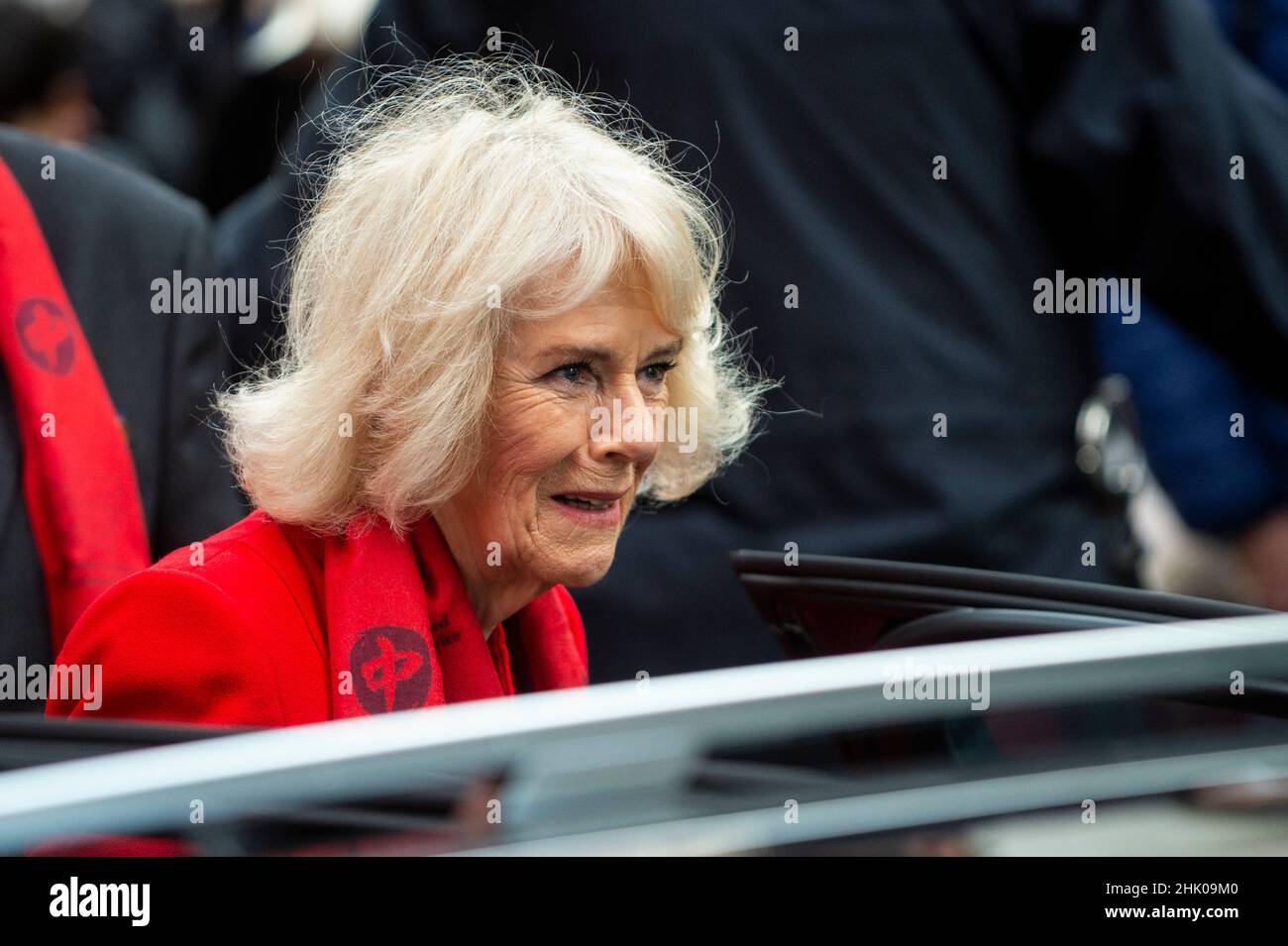 London, UK.  1 February 2022. The Duchess of Cornwall departs Chinatown after a visit to celebrate the Lunar New Year, the Year of the Tiger.  Credit: Stephen Chung / Alamy Live News Stock Photo