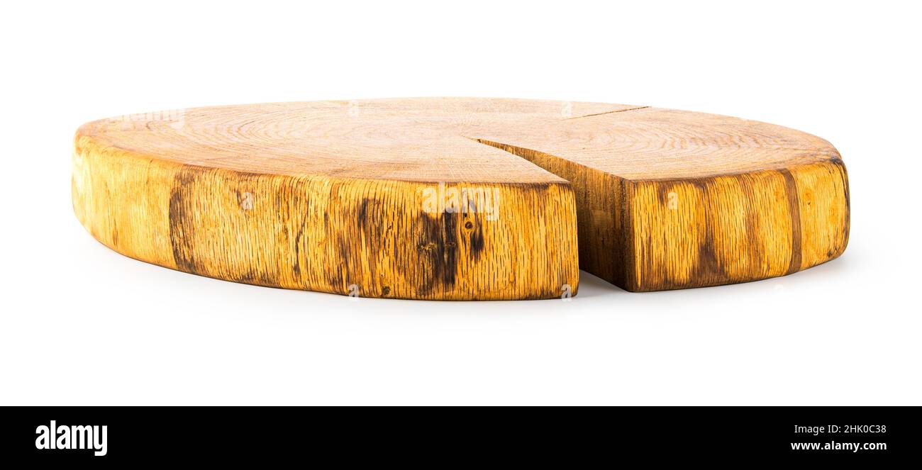 Slice of tree trunk isolated on a white background Stock Photo Alamy