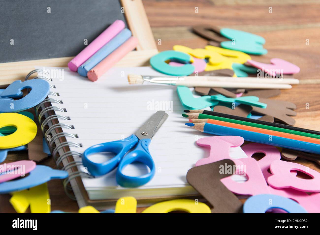 Notebook, Pens And Markers On A White Background, Stationery Writing  Supplies Stock Photo, Picture and Royalty Free Image. Image 77066237.