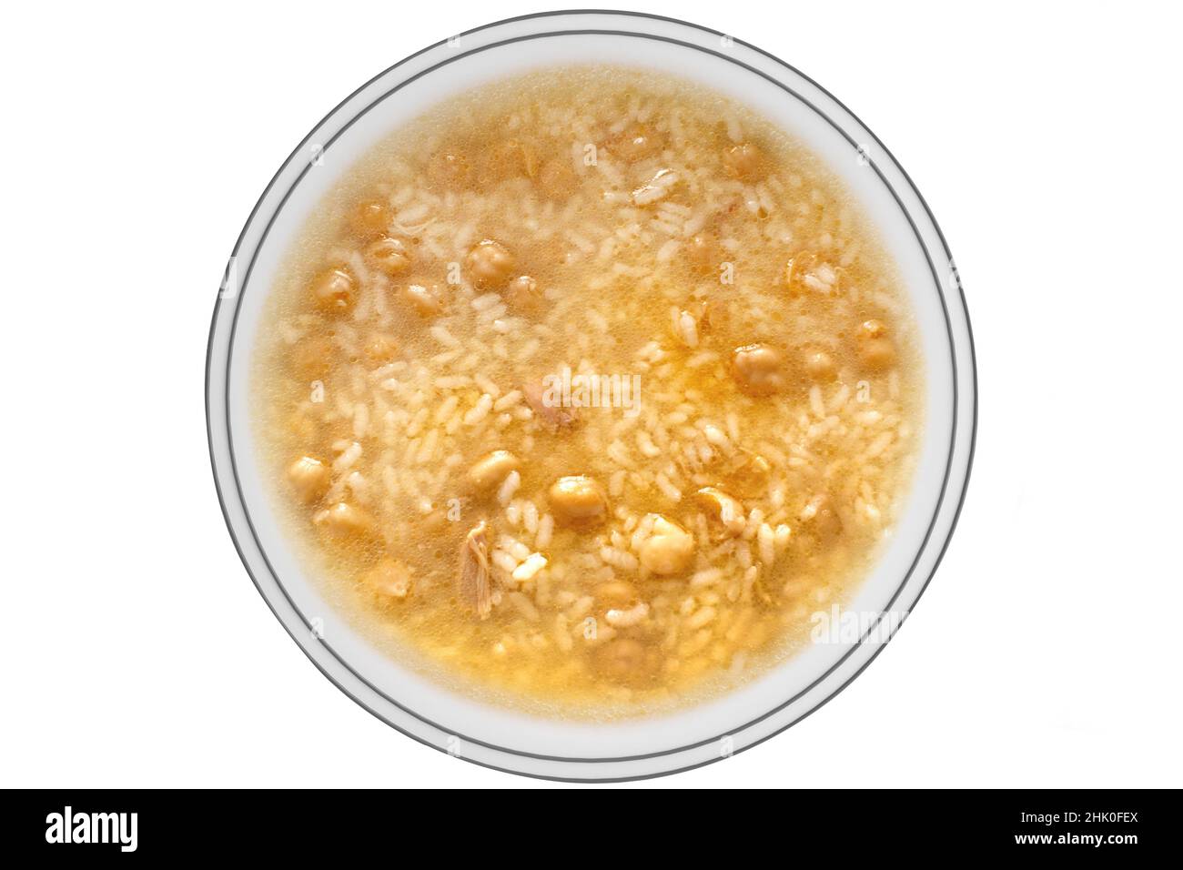 Chicken broth with rice and chickpeas Stock Photo Alamy