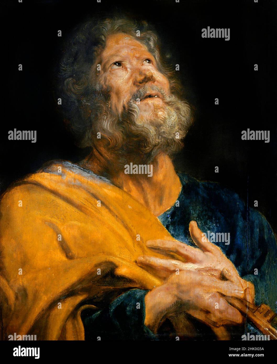St Peter the Apostle by Sir Anthony van Dyck (1599-1641), oil on wood panel Stock Photo