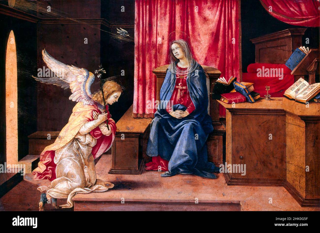 The Annunciation by Filippino Lippi (1457-1504), tempera on panel, mid 1490s Stock Photo