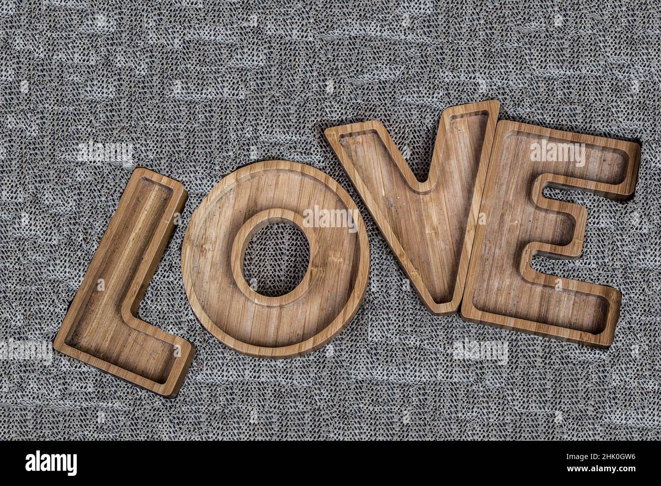 The word of love written in Latin letters. Stock Photo